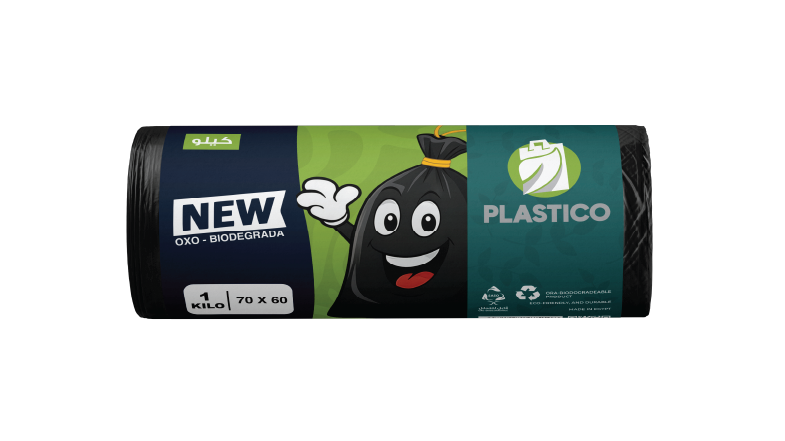 رول أكياس النفايات بلاستيكو مع رباط - 1 كجم - مقاس 70 في 60 سم